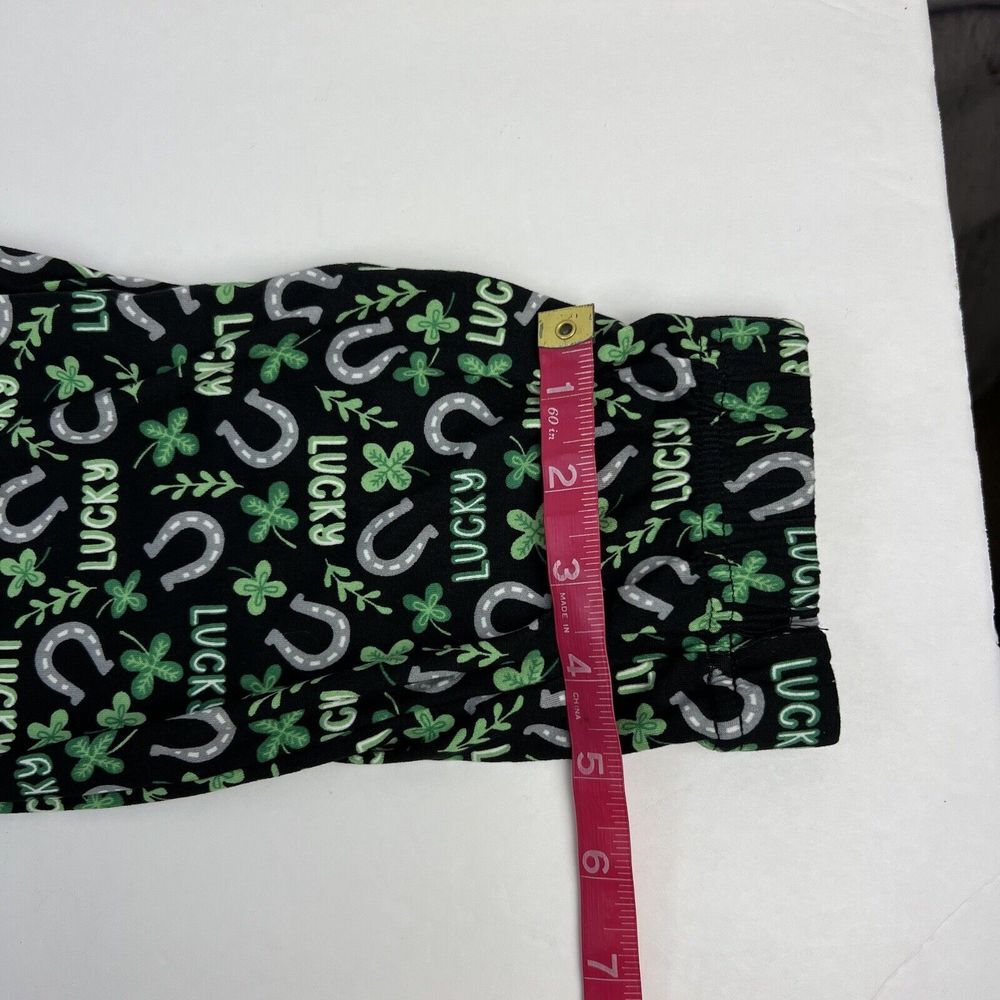 Nightzone St Patrick's Day Green Lucky Clover Horseshoe Unisex Pajama Pants Sz S - Picture 9 of 9